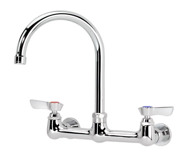 Krowne Silver Series 12801L Faucet Wall Mounted 8 Centers 6 Gooseneck Spout QuarterTurn Ceramic Cartridge Valve Low Lead Compliant