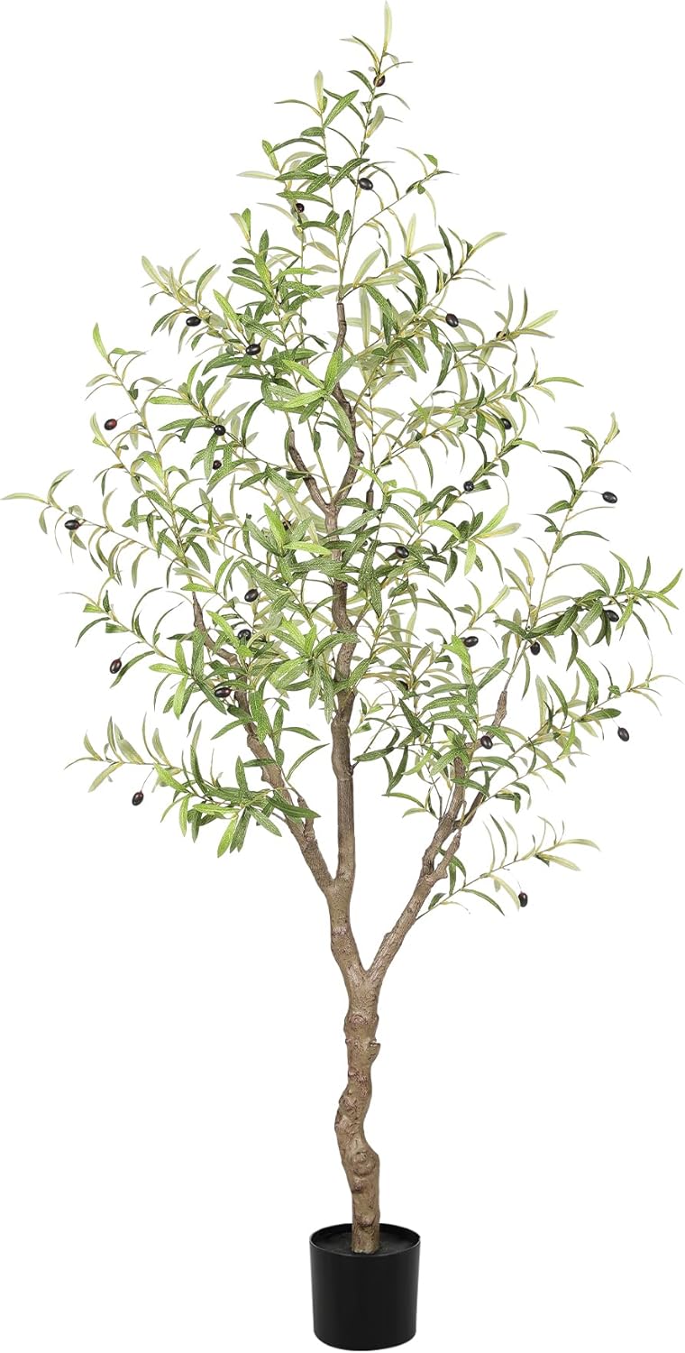 LYERSE Olive Trees Artificial Indoor - Faux Olive Tree 6ft - Fake Olive Tree with Olive Branches and Lifelike Fruits - Artificial Olive Tree for Modern Home Office House Living Room Decor Indoor - Image 1