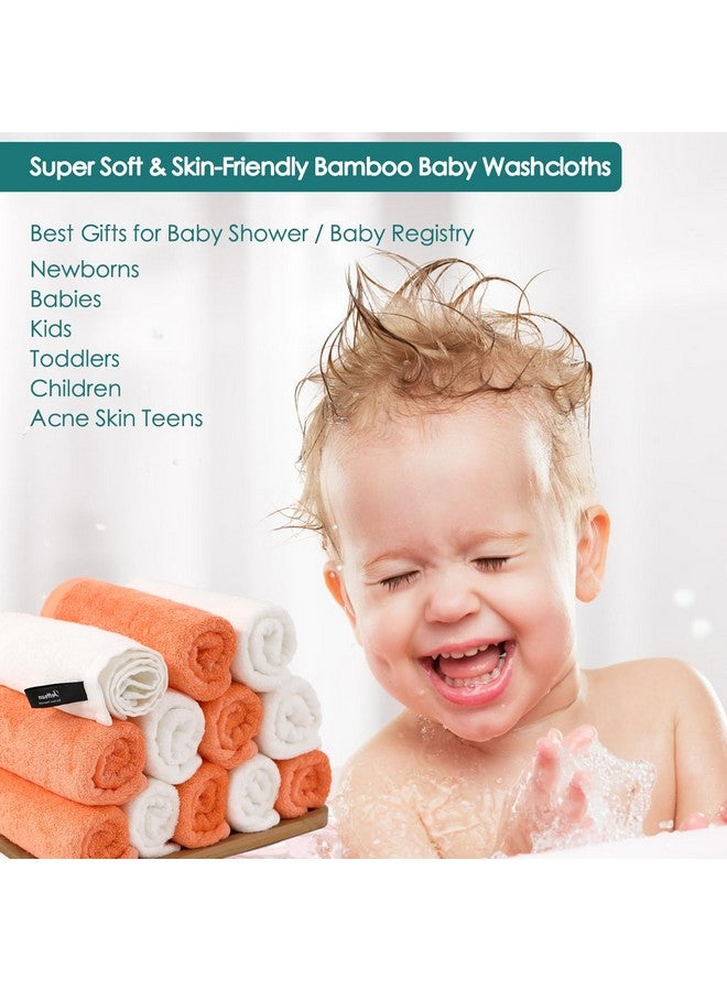 JEFFSUN Baby Washcloths 12 Pack, 10x10 inch Small Wash Cloths for Face and Body, Super Soft & Gentle Orange Face Towels on Sensitive Skin, Baby Registry Bath Shower Gifts for Newborn Kid Toddler Children - Image 4