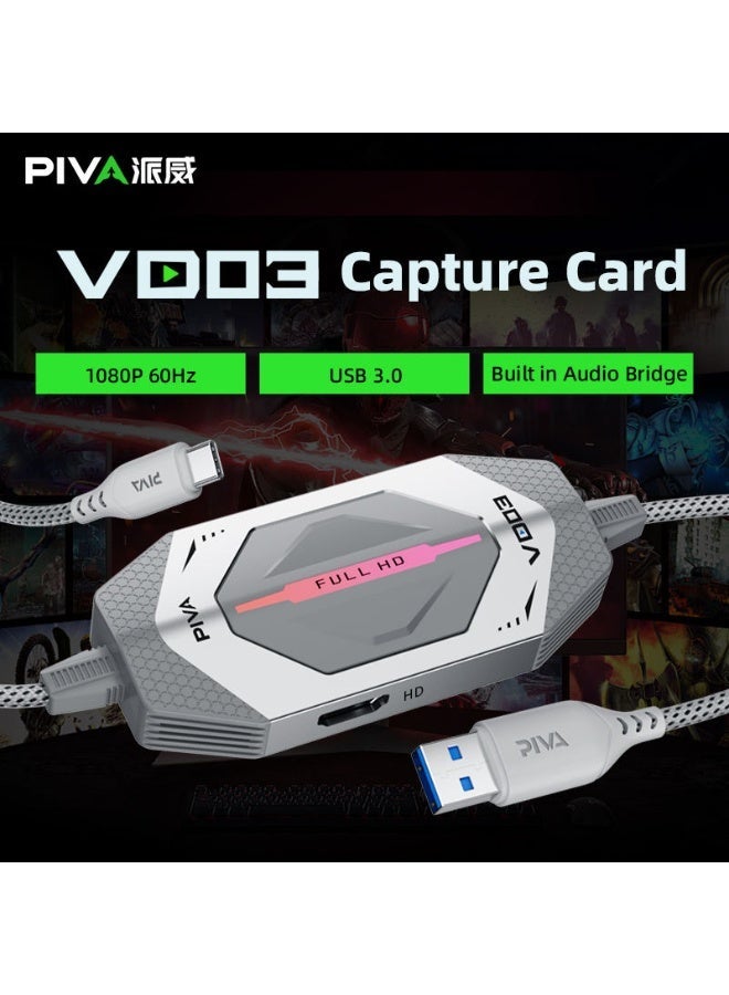 PIVA VD03 1080P 60FPS Video Capture Card & USB-C Gaming Dock with 60W PD Fast Charging for Live Streaming and Recording – Connect iPad, iPhone 15–17, Android Phones & Tablets via HDMI & USB 3.0, Dual-Screen Support and Two-Way Audio Bridge - Image 2
