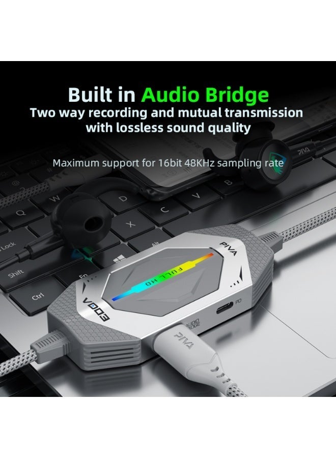 PIVA VD03 1080P 60FPS Video Capture Card & USB-C Gaming Dock with 60W PD Fast Charging for Live Streaming and Recording – Connect iPad, iPhone 15–17, Android Phones & Tablets via HDMI & USB 3.0, Dual-Screen Support and Two-Way Audio Bridge - Image 3