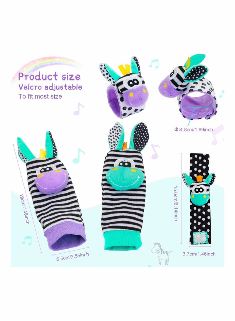 Y&D - Baby Wrist and Ankle Rattles Toys Soft Newborn Foot Finder Sock Set Hand Feet for Babies Sensory Developmental Arm Wristband Rattle Strap Toy 0 - 12 Months Infant Gift - Image 1