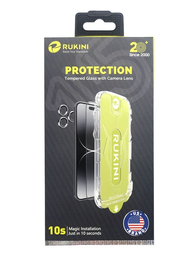 RUKINI Protection Package for Front Screen and Camera for iPhone 15 Pro  - Image 1