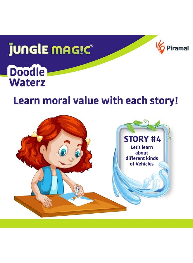 Jungle Magic Plastic Doodle Waterz - Reusable I Water Colouring Book - Vehicles I Self-Drying with Easy to Hold Water Pen I Educational Toy for Kids, Multicolor - Image 2