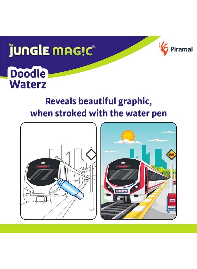 Jungle Magic Plastic Doodle Waterz - Reusable I Water Colouring Book - Vehicles I Self-Drying with Easy to Hold Water Pen I Educational Toy for Kids, Multicolor - Image 4