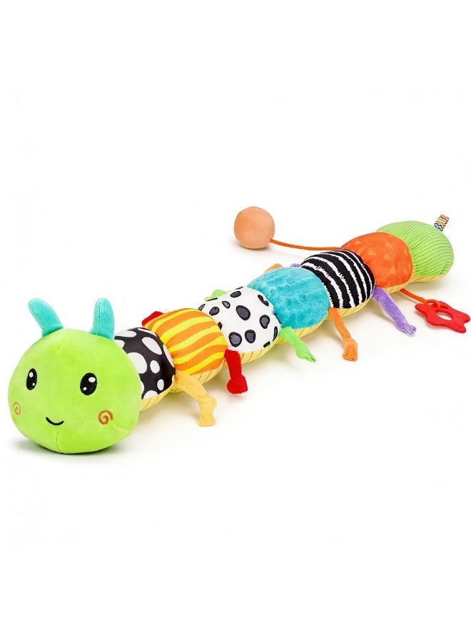 Halamodo Baby Toys Musical Caterpillar, Musical Plush Activity Soft Toy With Multi-Sensory Crinkle, Rattle, Baby Teething Toys, For Newborn 0-3-6-12 Months Boys Girls, Caterpillar - Image 5
