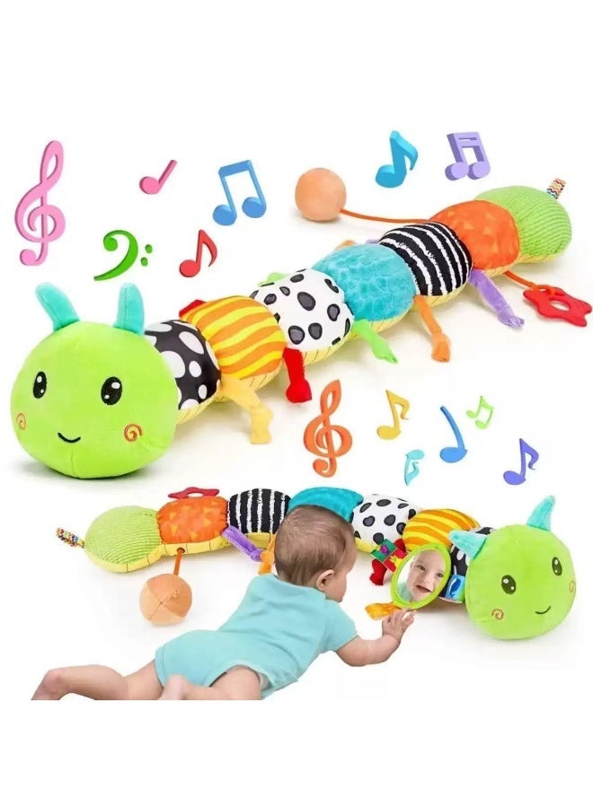 Halamodo Baby Toys Musical Caterpillar, Musical Plush Activity Soft Toy With Multi-Sensory Crinkle, Rattle, Baby Teething Toys, For Newborn 0-3-6-12 Months Boys Girls, Caterpillar - Image 1