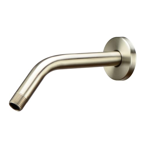 Purelux Shower Arm 8 Inches Universal Replacement Made of Stainless Steel, Brushed Nickel Finish Flange Included - Image 1