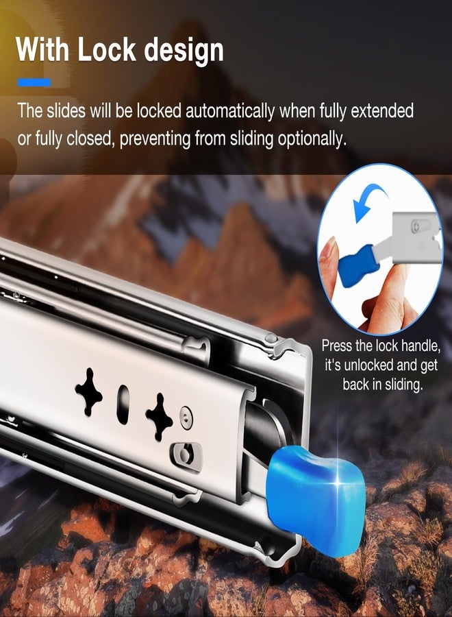 REGUDA Heavy Duty Drawer Slides Full Extension Locking Runners with Lock 16 18 20 22 24 26 28 30 32 34 36 38 40 Inch Side Mount Ball Bearing Rails 500 Lb (Load:250 lb (with Lock) -W:53mm, 20 inch) - Image 3
