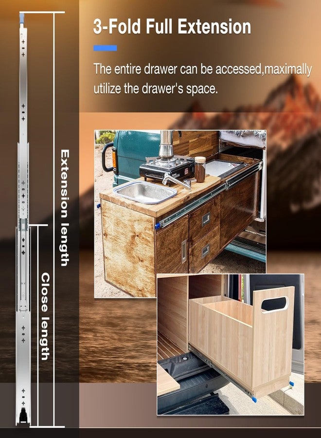 REGUDA Heavy Duty Drawer Slides Full Extension Locking Runners with Lock 16 18 20 22 24 26 28 30 32 34 36 38 40 Inch Side Mount Ball Bearing Rails 500 Lb (Load:250 lb (with Lock) -W:53mm, 20 inch) - Image 5