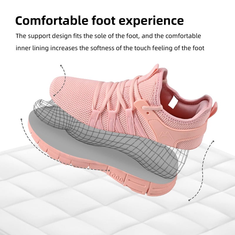 AOE Womens Walking Running Shoes Ultra Lightweight Breathable Mesh Tennis Shoes Non Slip Athletic Workout Gym Sneakers 8women / 7men Pink - Image 4