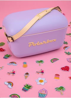 Polarbox Polarbox® 12 L Ice Box - Portable - Rigid Thermal Insulated Cooler Box - For Outdoor Beach Picnic, Party Drinks & Food Use - Storage Box - Pop - Lilac/Yellow Cooler with Yellow Leather Strap  - Image 2