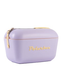 Polarbox Polarbox® 12 L Ice Box - Portable - Rigid Thermal Insulated Cooler Box - For Outdoor Beach Picnic, Party Drinks & Food Use - Storage Box - Pop - Lilac/Yellow Cooler with Yellow Leather Strap  - Image 1