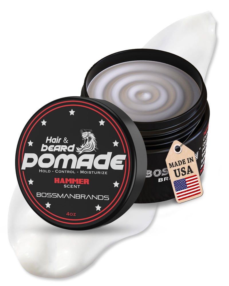 Bossman Hair  Beard Pomade for Men Hammer Scent  Medium Hold  Moisturizing for Hair Beard  Mustache Styling  Made in USA