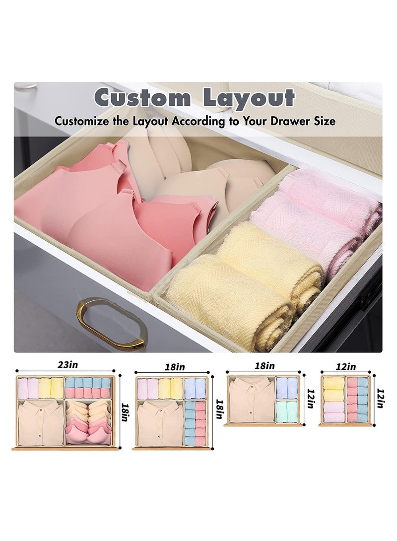 DUNISO Clothing Storage Organizers, 12 Set Foldable Underwear Drawer Organizer And Closet Dividers, Storage Box For Clothes, Socks, Underwear(Beige) - Image 4