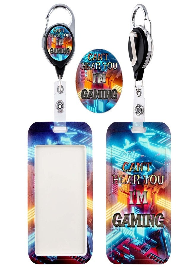 DMLSKY Gamer ID Badge Holder Retractable Clip Work Badge Reel Clip for ID Badges Keycard for Men Boys Vertical Card Key Holder Retractable Keychain - Image 1