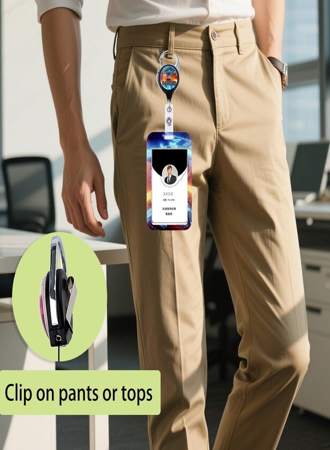 DMLSKY Gamer ID Badge Holder Retractable Clip Work Badge Reel Clip for ID Badges Keycard for Men Boys Vertical Card Key Holder Retractable Keychain - Image 2