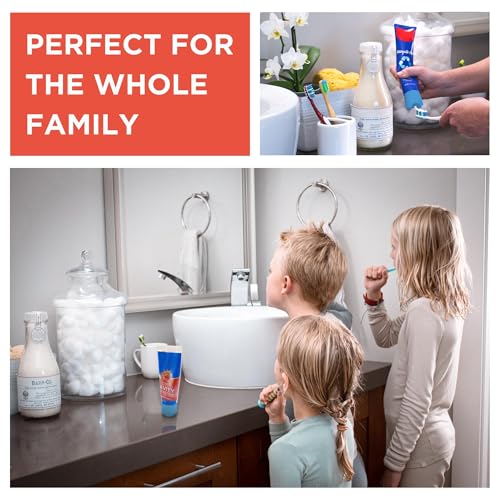 Chrome Cherry SqueezMe Self-Closing Toothpaste Caps, Silicone Lid for Kids & Adults, No Mess Toothpaste Dispenser, Self-Standing Easy Squeezer Cap, Bathroom Accessory, Self-Standing Blue, Pack of 1 - Image 4