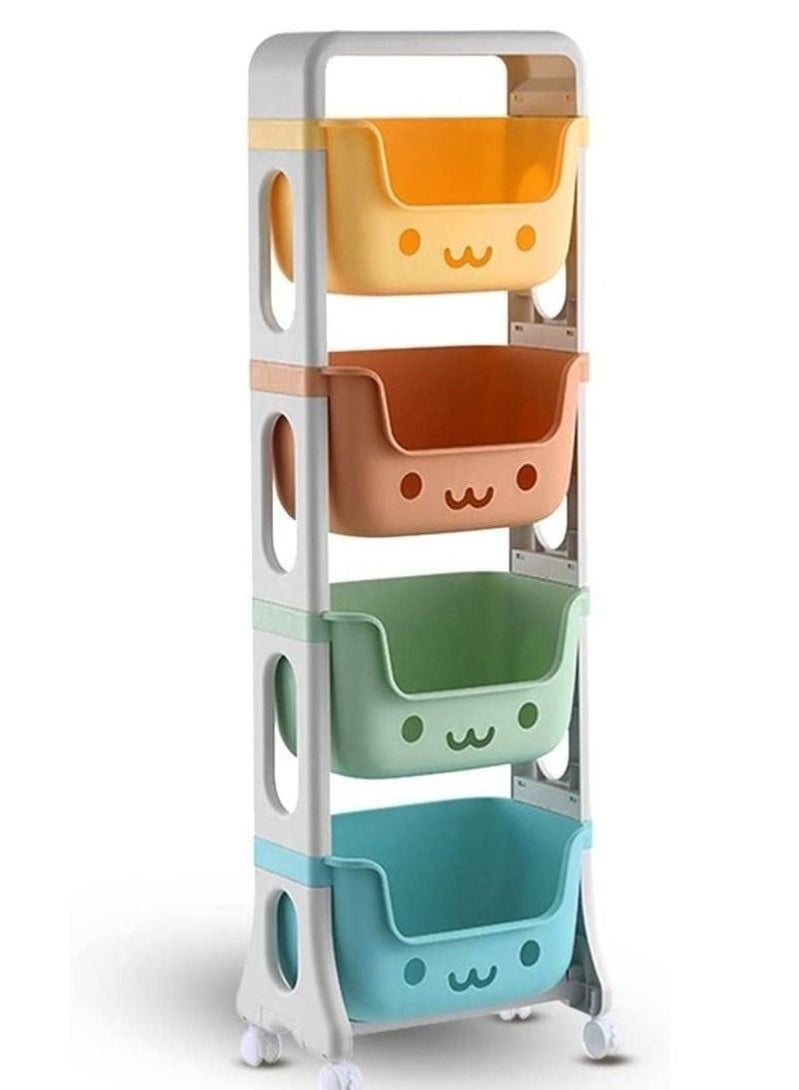 WALALLA 4-Layer household wheeled storage rack removable baby toys organizer bookshelf large capacity kindergarten sorting rack - Image 1