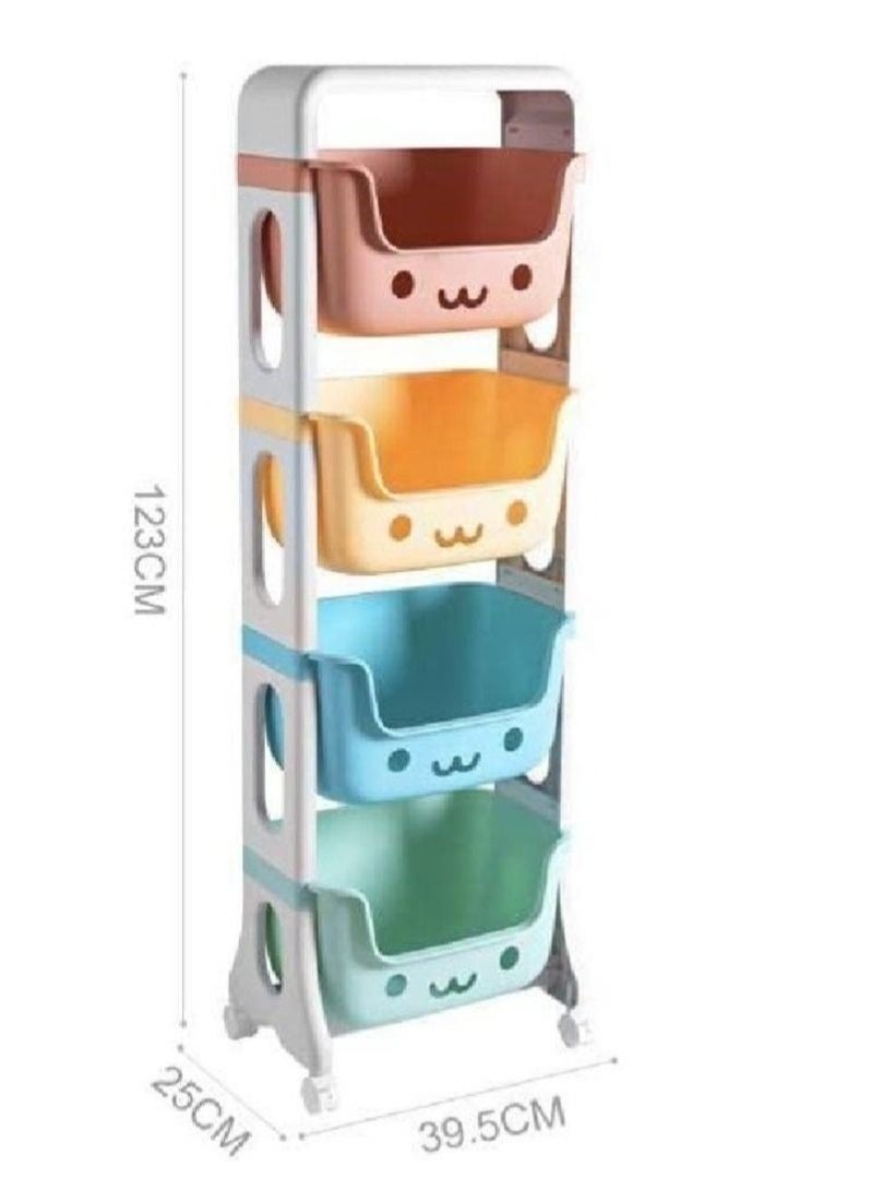 WALALLA 4-Layer household wheeled storage rack removable baby toys organizer bookshelf large capacity kindergarten sorting rack - Image 2
