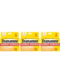 Dramamine Dramamine Chewable Formula Motion Sickness Relief | Orange | 8 Count | 3 Pack 