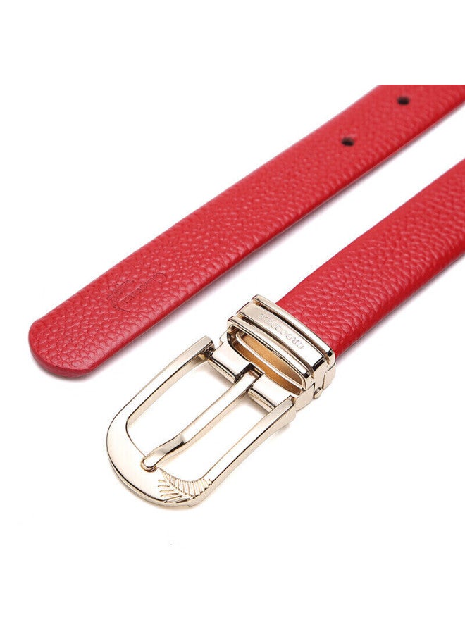 Crocodile T-shirt, Qixi Gift, Double-sided Top-grain Leather, Women's Belt, Casual Pin Buckle Belt, Birthday Gift For Girlfriend, Red - Image 4