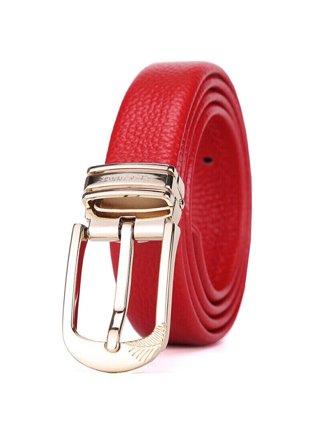 Crocodile T-shirt, Qixi Gift, Double-sided Top-grain Leather, Women's Belt, Casual Pin Buckle Belt, Birthday Gift For Girlfriend, Red - Image 1
