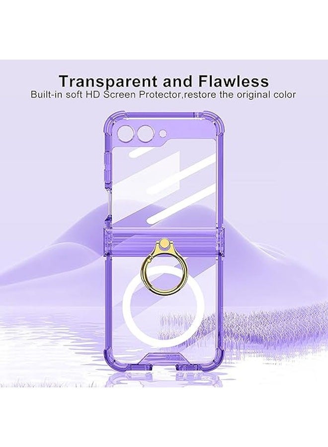 general For Samsung Flip 5 Case Magsafe Strap Ring Holder 【Hinge Protection】 【360° Swivel Ring Bracket】, Samsung Galaxy Z Flip 5 Case Slim Shockproof Cover - Image 2