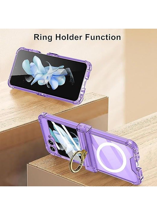 general For Samsung Flip 5 Case Magsafe Strap Ring Holder 【Hinge Protection】 【360° Swivel Ring Bracket】, Samsung Galaxy Z Flip 5 Case Slim Shockproof Cover - Image 4