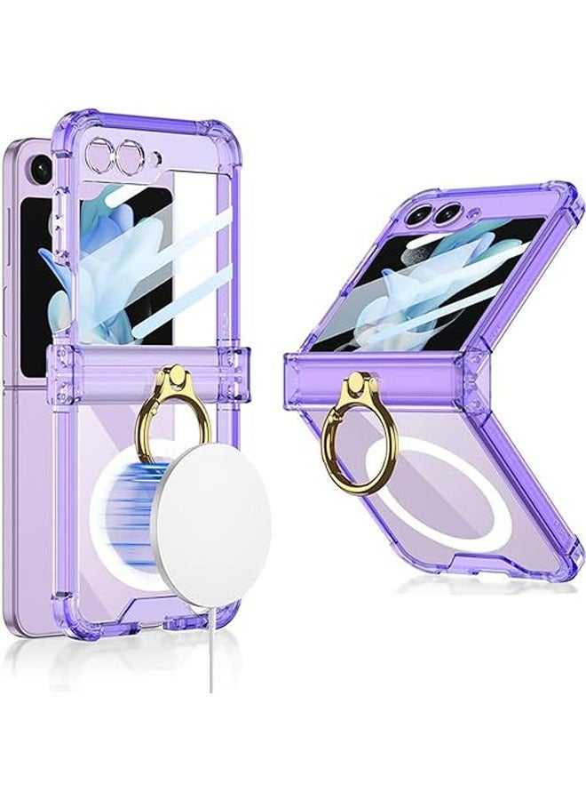 general For Samsung Flip 5 Case Magsafe Strap Ring Holder 【Hinge Protection】 【360° Swivel Ring Bracket】, Samsung Galaxy Z Flip 5 Case Slim Shockproof Cover - Image 1