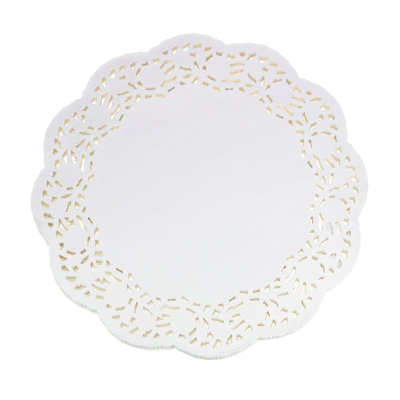 LJY 100 Pieces White Lace Round Paper Doilies Cake Packaging Pads Wedding Tableware Decoration 135 Inch