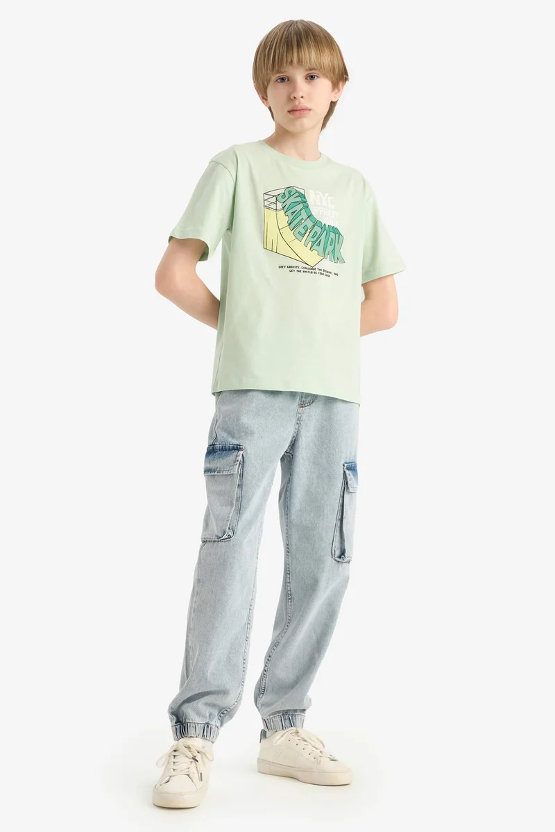 ديفاكتو Boy Crew Neck Printed Short Sleeve T-Shirt