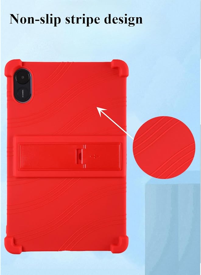 إيروريكس حافظة تابلت لجهاز Honor Pad X8A مقاس 11.0 بوصة، إصدار 2024، غطاء سيليكون ناعم مناسب للأطفال مع حامل قابل للتعديل لجهاز Honor Pad X8A باللون الأحمر الوردي - Image 2