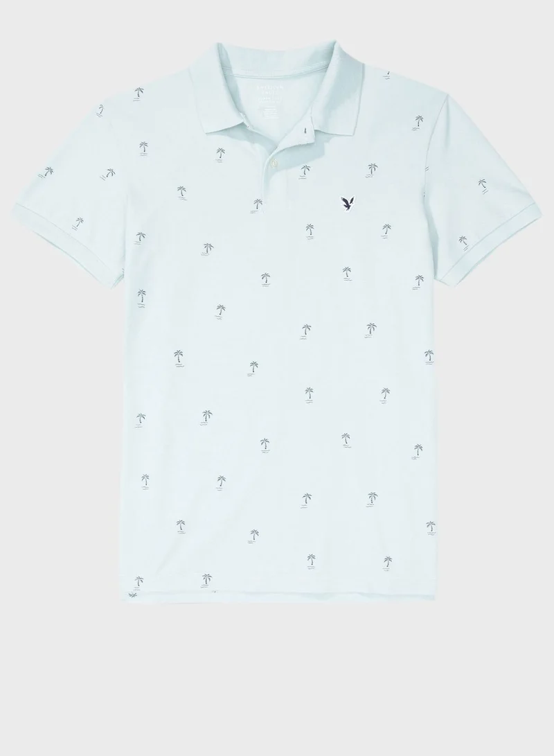 American Eagle Pique Printed Polo