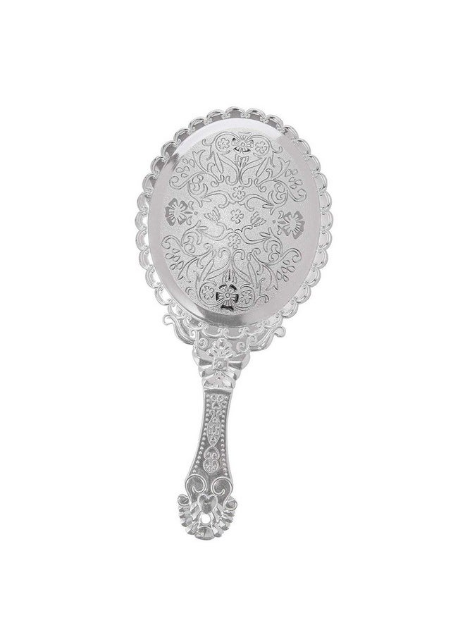 Yangshine Hand Mirror Vintage Handheld Mirror With Handle Vanity Makeup Mirror Travel Mirrors (Oval Silver)  - Image 3