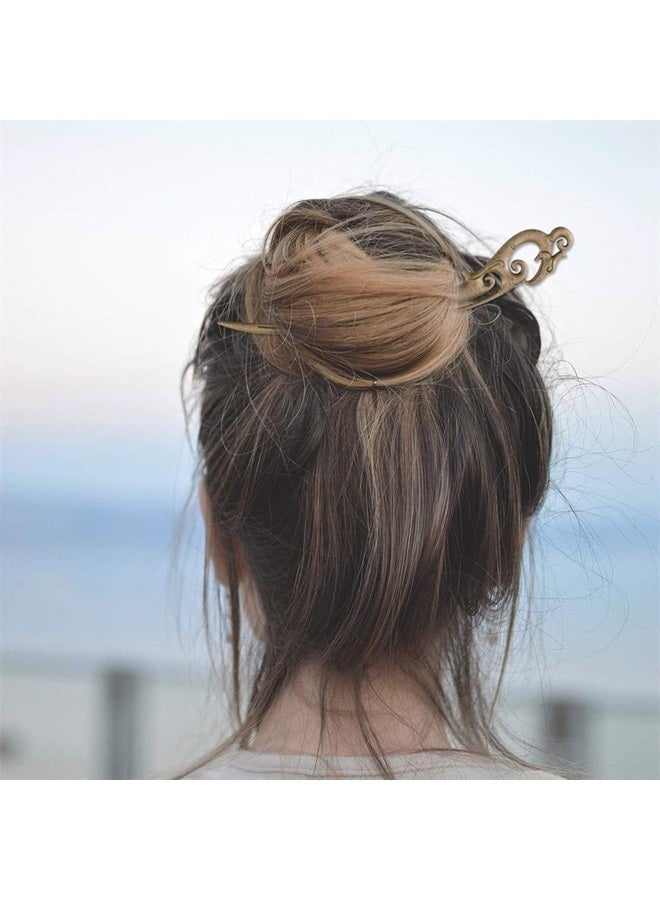 AUHOKY 12 Pieces Chinese Women Hair Sticks, AUHOKY 12 Styles Vintage Bronze Decorative Hair Pin Chopsticks, Antique Retro Hair Forks for Hair DIY Accessory - Image 4