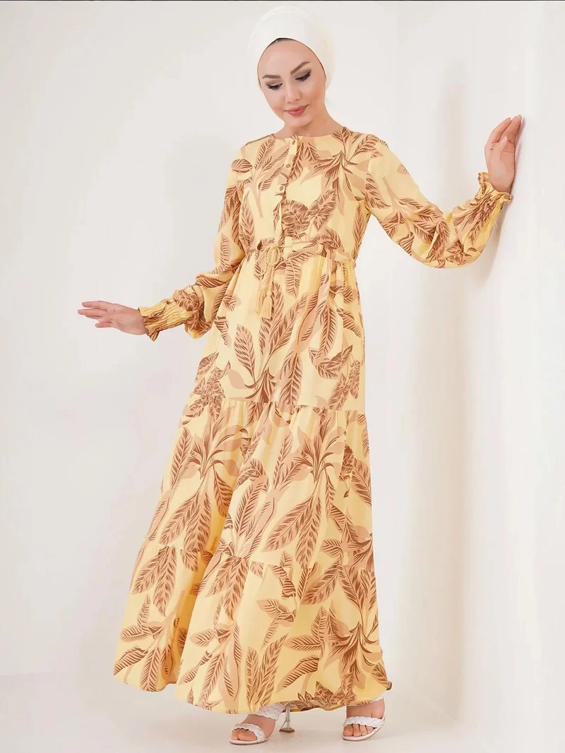 بيغ دارت فستان ماكسي مورد بياقة دائرية وإغلاق بأزرار