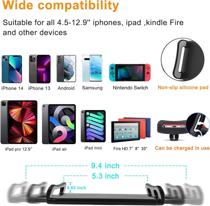 حامل الأجهزة اللوحية وحامل الهاتف للسرير، حامل iPad للمكتب، اللوح الأمامي، جانب السرير، الطاولة، متوافق مع iPhone وiPad وKindle أو أي جهاز شاشة بحجم 4.5-13 بوصة. - Image 5