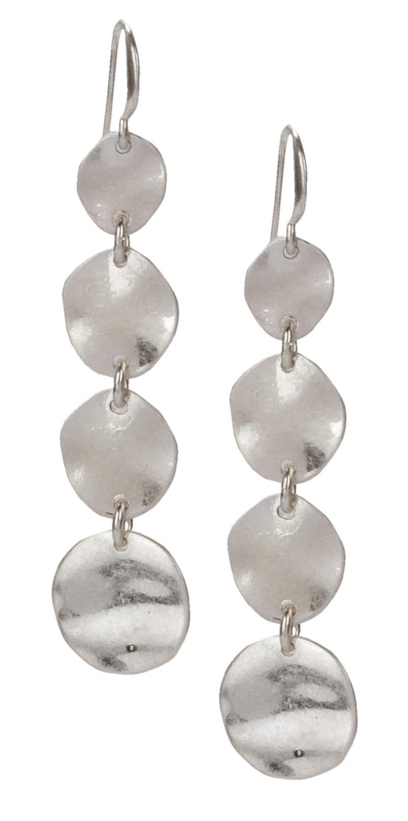SPUNKYsoul Boho Round Minimalist 3 or 4 Statement Circle Disc Drop Dangle Earrings in Gold and Silver, Trendy Casual Everyday Chic Fashion Jewelry for Women, Gift Giving (Silver) - Image 1