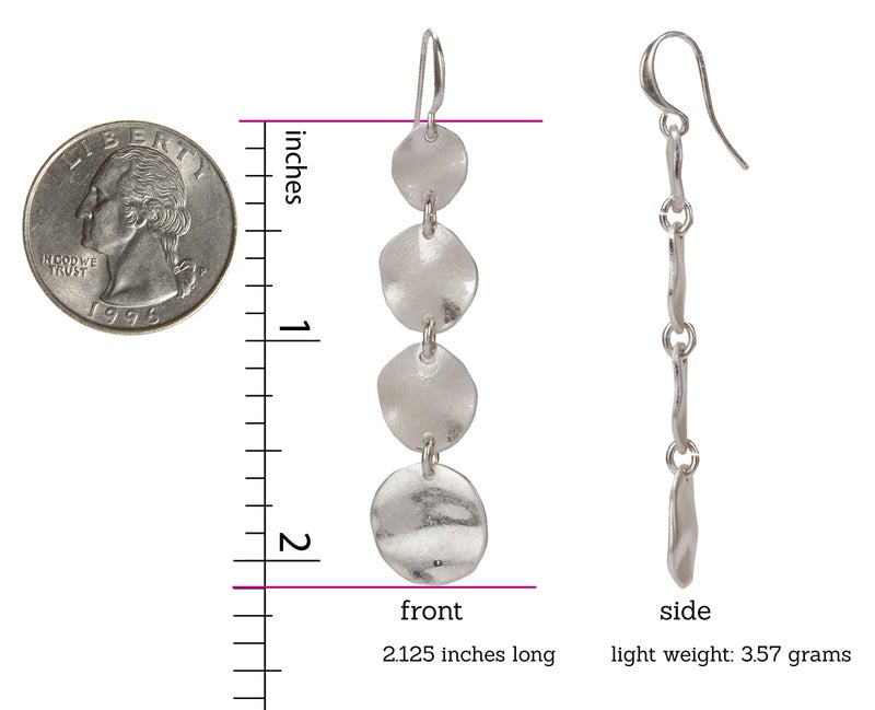 SPUNKYsoul Boho Round Minimalist 3 or 4 Statement Circle Disc Drop Dangle Earrings in Gold and Silver, Trendy Casual Everyday Chic Fashion Jewelry for Women, Gift Giving (Silver) - Image 3
