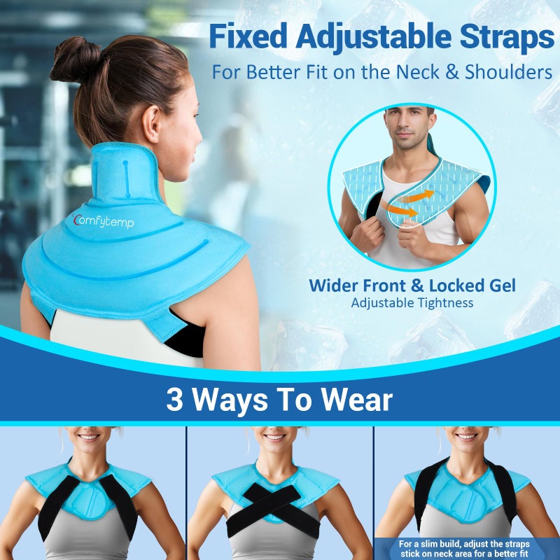 Comfytemp Ice Pack for Neck Shoulders Pain Relief with Straps, Reusable Gel Shoulder Ice Pack Wrap, Cold Compression Physical Therapy Recovery for Upper Back, Cervical Injuries (S) - Image 5