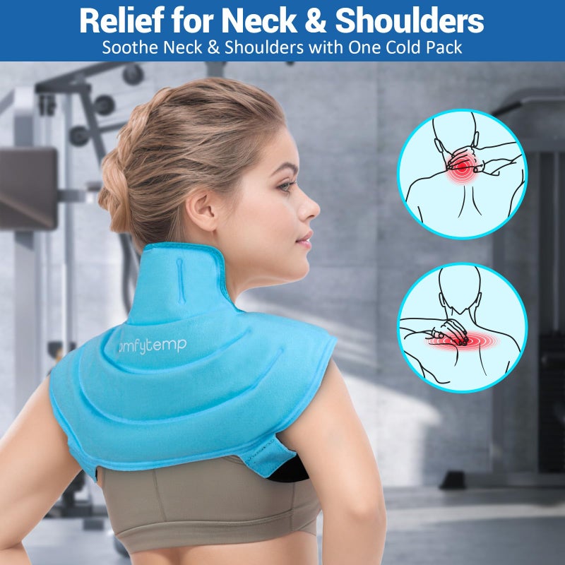 Comfytemp Ice Pack for Neck Shoulders Pain Relief with Straps, Reusable Gel Shoulder Ice Pack Wrap, Cold Compression Physical Therapy Recovery for Upper Back, Cervical Injuries (S) - Image 3