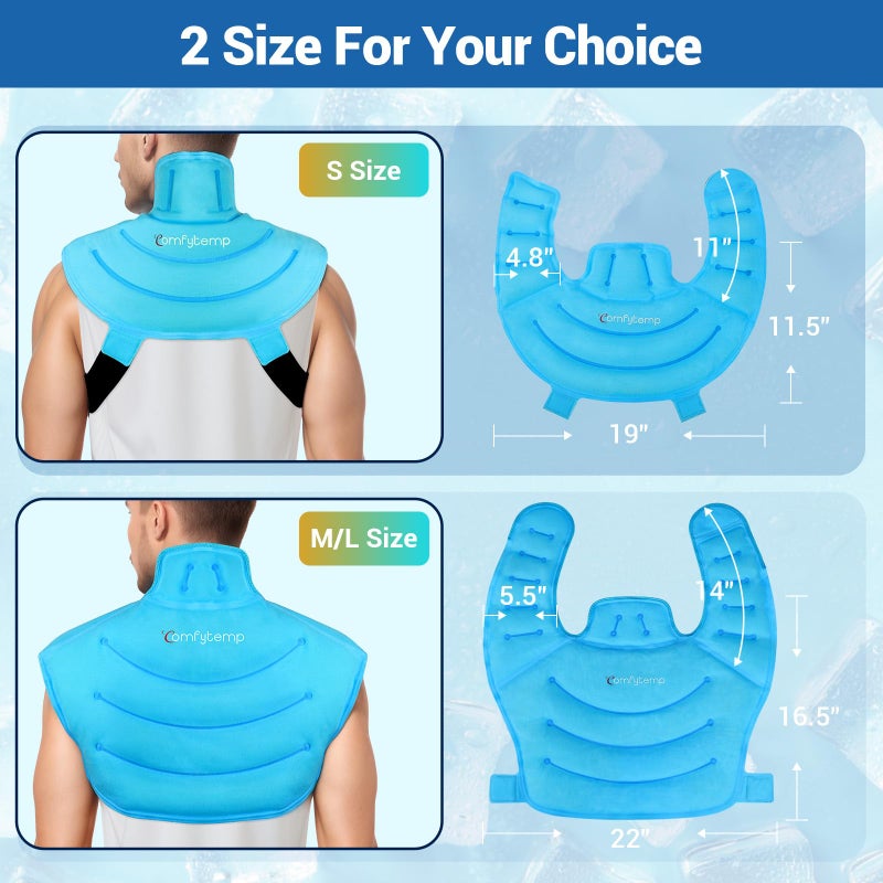 Comfytemp Ice Pack for Neck Shoulders Pain Relief with Straps, Reusable Gel Shoulder Ice Pack Wrap, Cold Compression Physical Therapy Recovery for Upper Back, Cervical Injuries (S) - Image 4