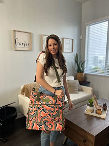 Sarah Wells Lizzy Breast Pump Bag Stylish Pump Tote with Insulated Cooler Pocket Laptop Sleeve Fits Portable Pumps More EasyClean Lightweight Breastfeeding Bag Groovy - Image 3