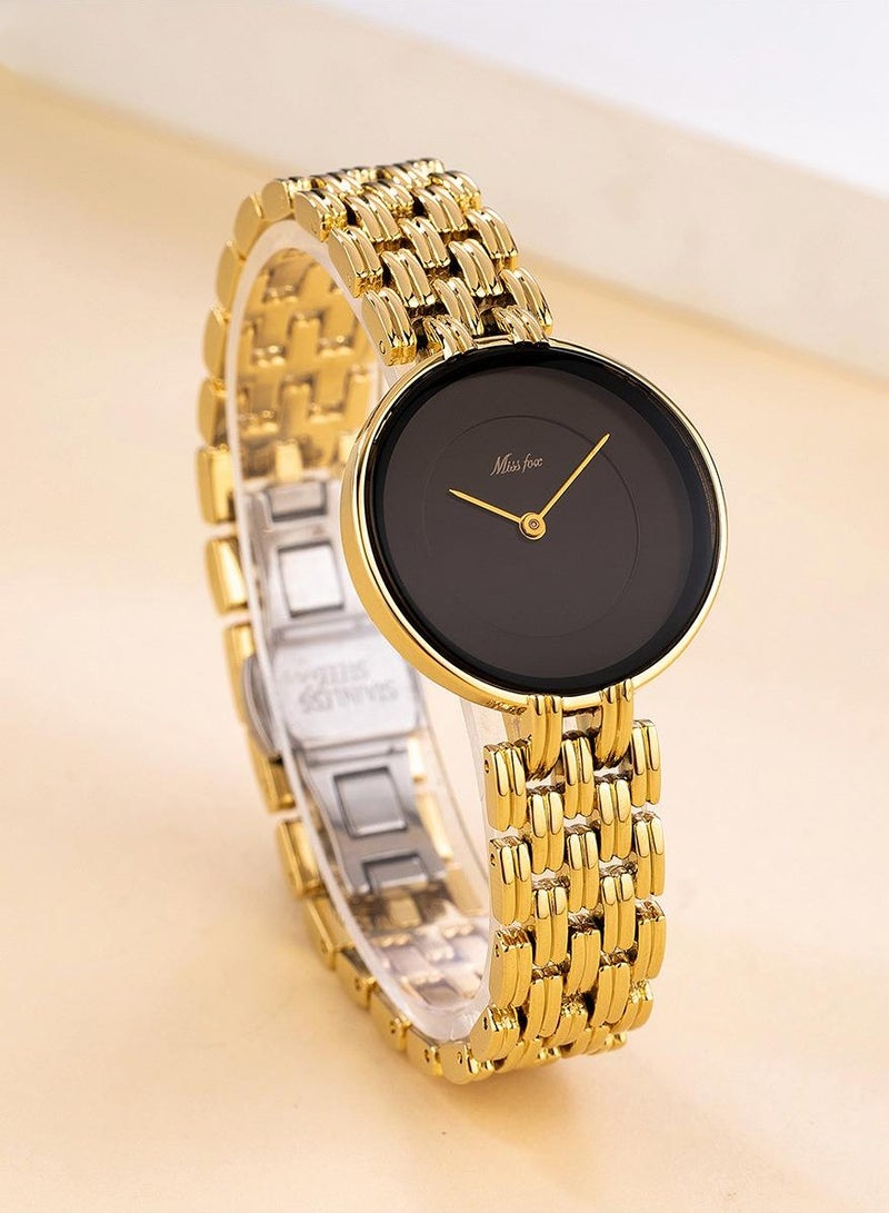 MISS FOX Women's Gold Fashion Watch, Minimalist Bracelet Design Watch. - Image 1
