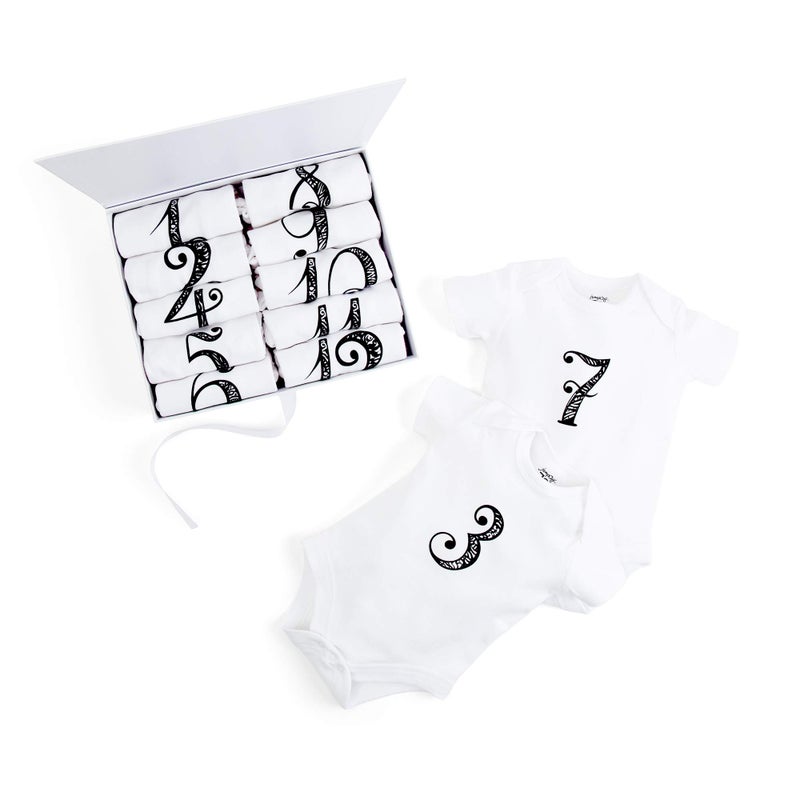 JumpOff Jo - Seize The Moment Baby Milestone Onesies, 1 Through 12 Bodysuit Set With Numbers, Newborn Essentials - Image 2