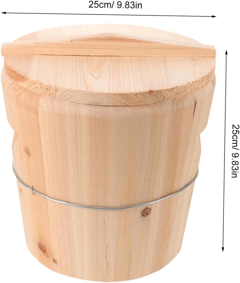 Uonlytech Wooden Towel Heating Bucket 25x25x25 Cm, Traditional Hot Towel Steamer Barrel with Lid for Sauna and Bathroom Spa Accessories, Multi-Purpose Wooden Water Bucket for Home Relaxation - Image 2
