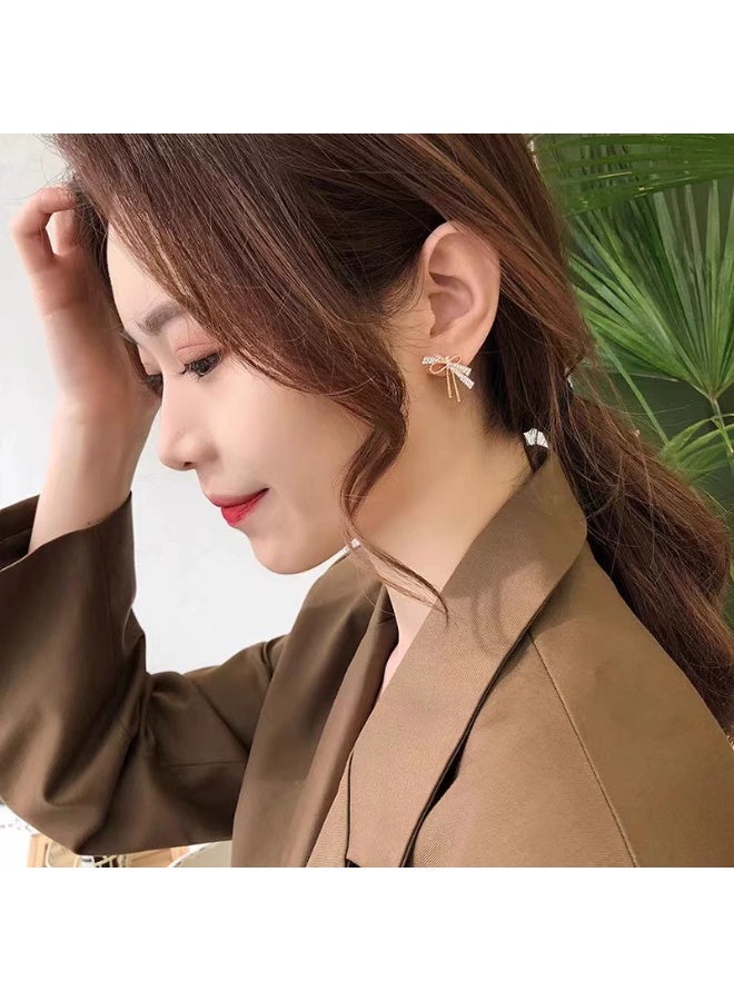 Goolsky Korean Bowknot Zircon Stud Earrings – Elegant Luxury Sparkling Bow Earrings, Minimalist Chic Jewelry for Women - Image 2