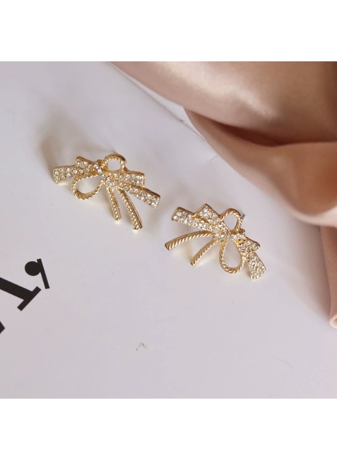 Goolsky Korean Bowknot Zircon Stud Earrings – Elegant Luxury Sparkling Bow Earrings, Minimalist Chic Jewelry for Women - Image 3
