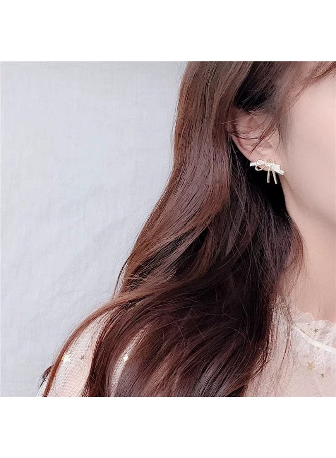 Goolsky Korean Bowknot Zircon Stud Earrings – Elegant Luxury Sparkling Bow Earrings, Minimalist Chic Jewelry for Women - Image 4